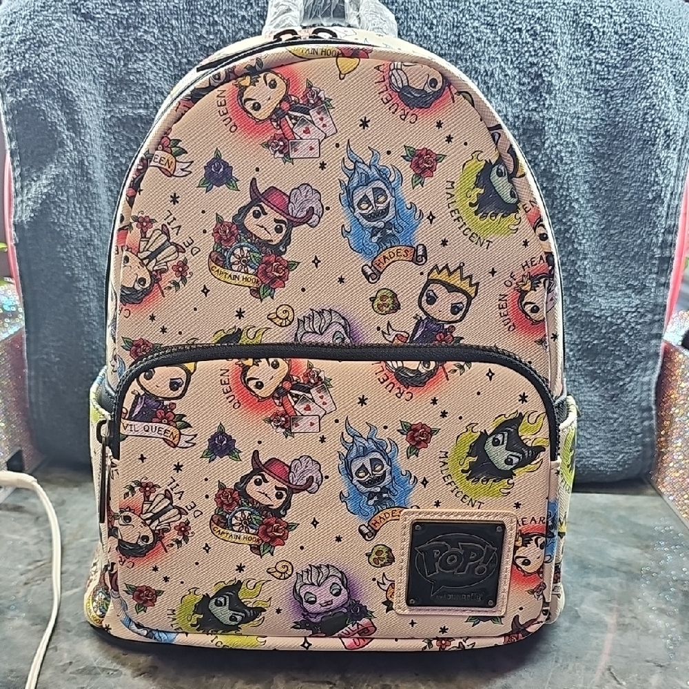 Funko Pop Loungefly Villian Tattoo Disney Backpack NWT Silhouette Style.